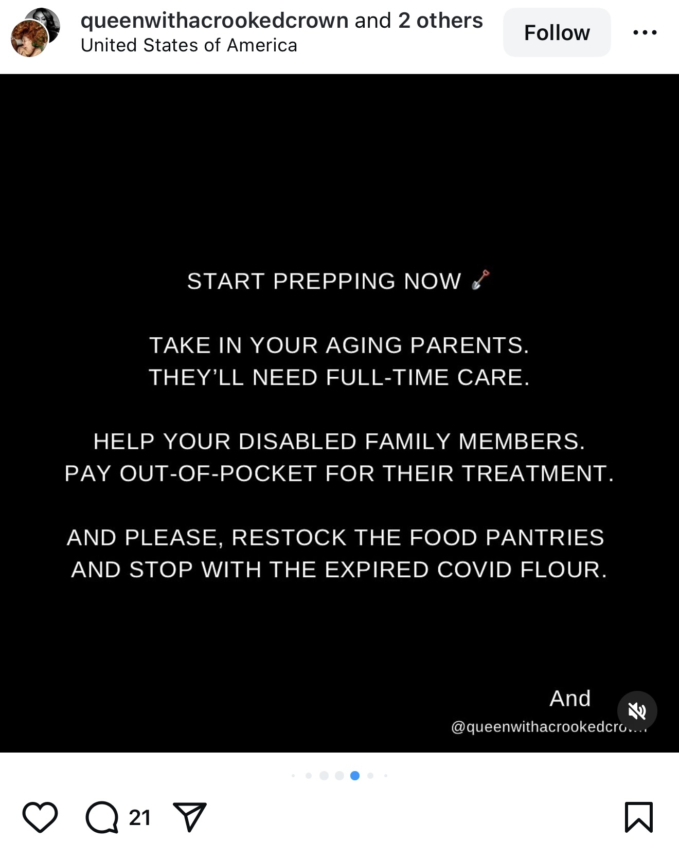 Instagram card about the deliberate cruelty of the cuts